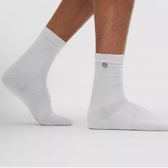 Lululemon Daily Stride Ribbed Crew Socks Heathered Silver Drop men’s size XL NWT - Picture 1 of 4